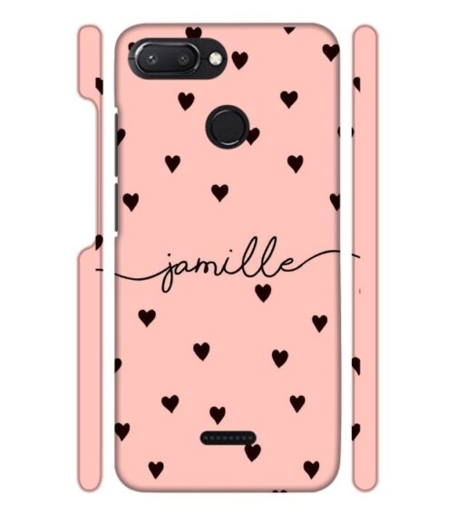 Heart pattern Customize text Redmi 6 Mobile Cover