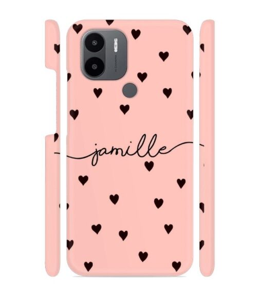 Heart pattern Customize text Redmi A1 Plus Mobile Cover