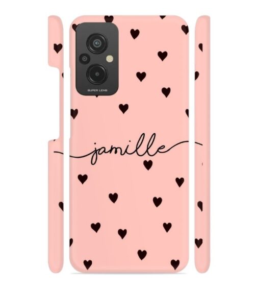 Heart pattern Customize text Redmi 11 Prime (4G) Mobile Cover