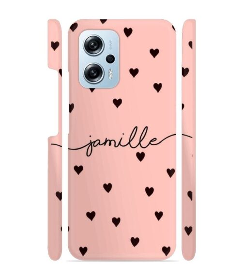 Heart pattern Customize text Redmi K50i 5G Mobile Cover