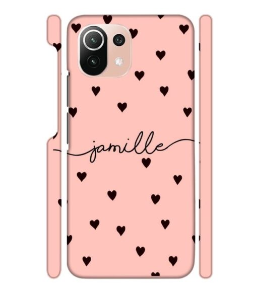 Heart pattern Customize text Mi 11 Lite Mobile Cover