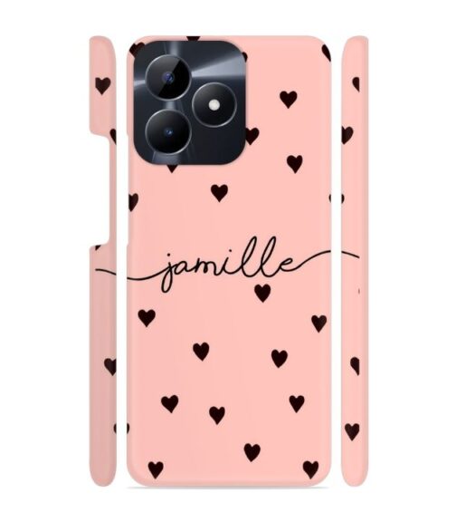 Heart pattern Customize text Realme C53 Mobile Cover