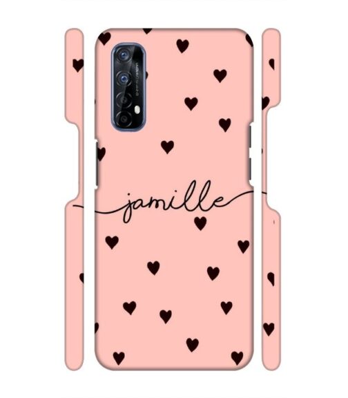 Heart pattern Customize text Realme 7 Mobile Cover