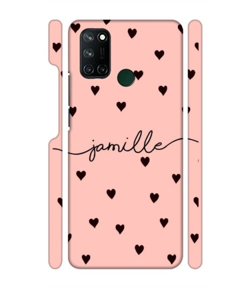 Heart pattern Customize text Realme 7i Mobile Cover
