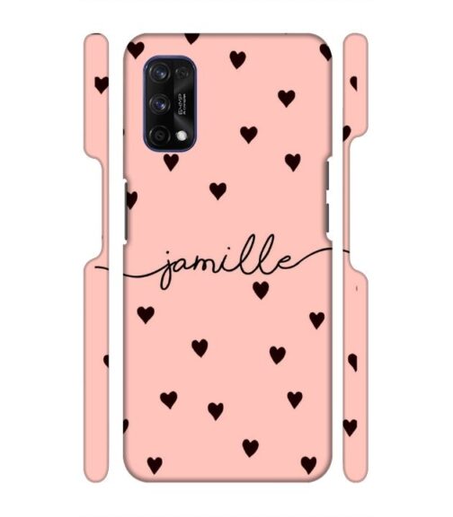 Heart pattern Customize text Realme 7 Pro Mobile Cover