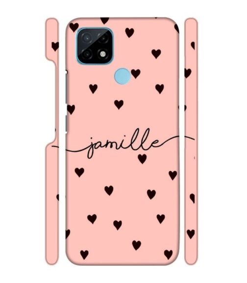 Heart pattern Customize text Realme C21 Mobile Cover