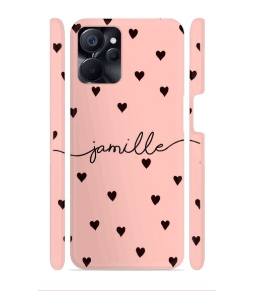 Heart pattern Customize text Realme 9i (5G) Mobile Cover