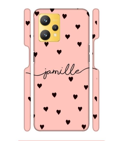 Heart pattern Customize text Realme 9 Mobile Cover
