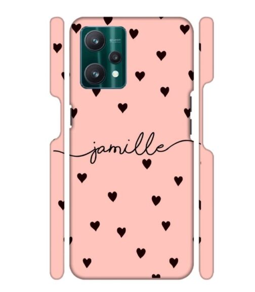 Heart pattern Customize text Realme 9 Pro Mobile Cover