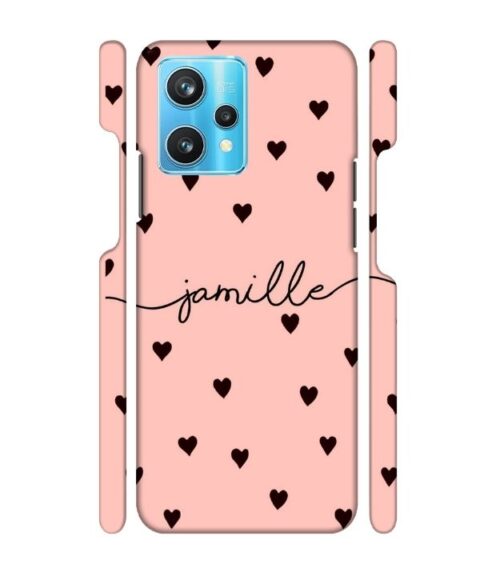 Heart pattern Customize text Realme 9 Pro Plus Mobile Cover