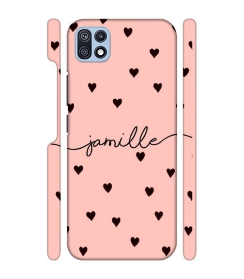 Heart pattern Customize text Samsung Galaxy F42 (5G) Mobile Cover