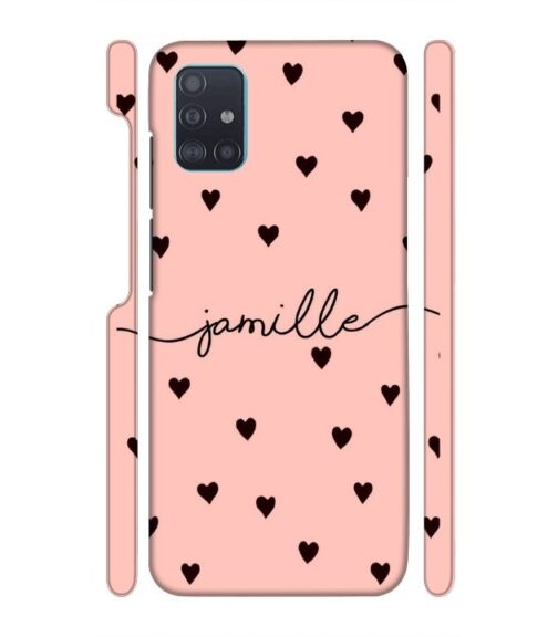 Heart pattern Customize text Samsung Galaxy A51 Mobile Cover