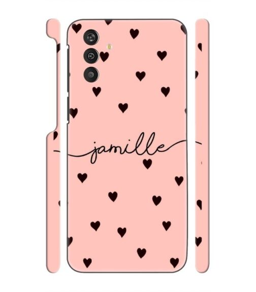 Heart pattern Customize text Samsung Galaxy M13 4G Mobile Cover