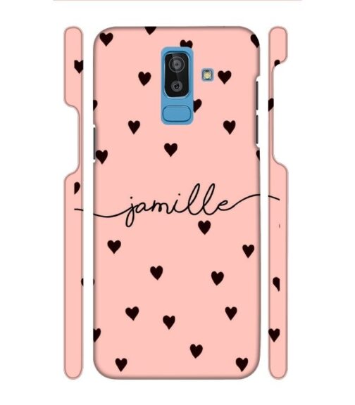Heart pattern Customize text Samsung Galaxy J8 Mobile Cover