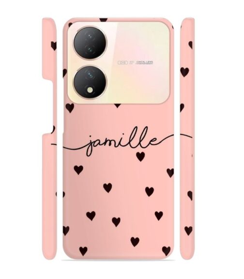 Heart pattern Customize text Vivo Y100 (5G) Mobile Cover