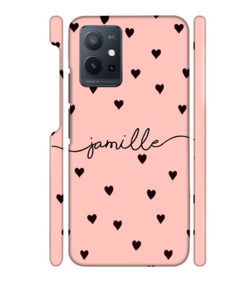 Heart pattern Customize text Vivo Y75 (5G) Mobile Cover