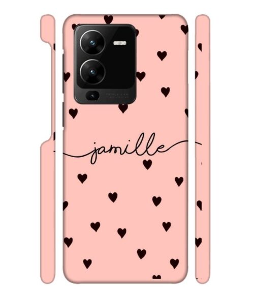 Heart pattern Customize text Vivo Y22 Mobile Cover