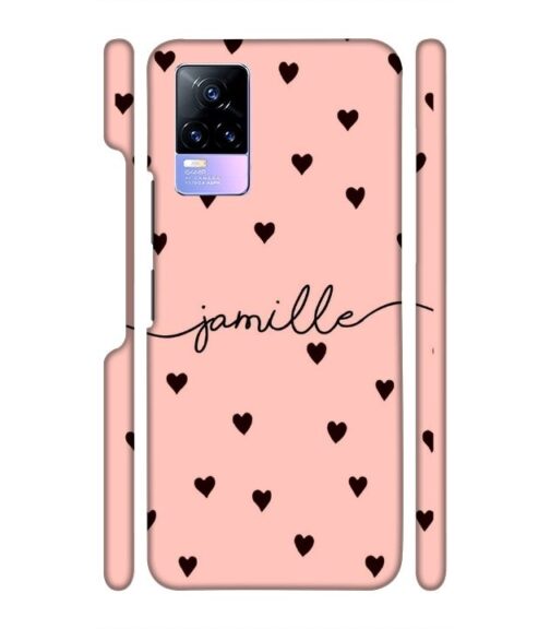 Heart pattern Customize text Vivo Y73 Mobile Cover