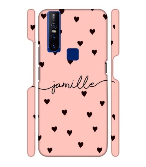 Heart pattern Customize text Vivo V15 Mobile Cover