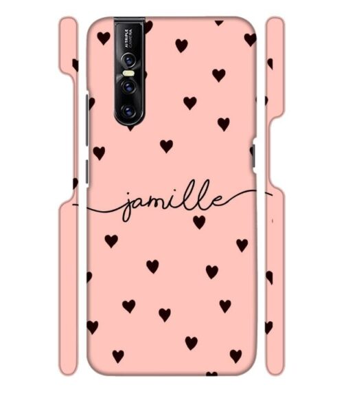 Heart pattern Customize text Vivo V15 Pro Mobile Cover