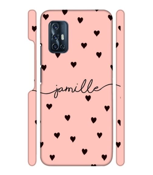 Heart pattern Customize text Vivo V17 Mobile Cover
