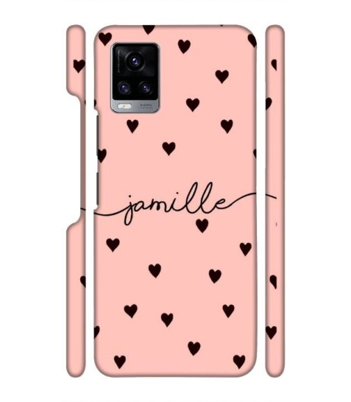 Heart pattern Customize text Vivo V20 Mobile Cover