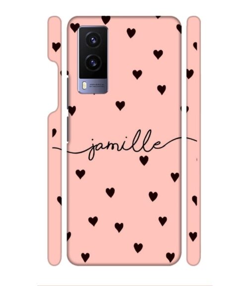 Heart pattern Customize text Vivo V21 E Mobile Cover