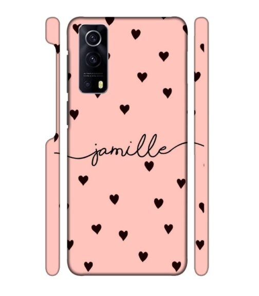 Heart pattern Customize text iQOO Z3 Mobile Cover