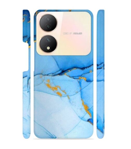 Ocean marvel texture with gold ink Vivo Y100 (5G) Mobile Cover