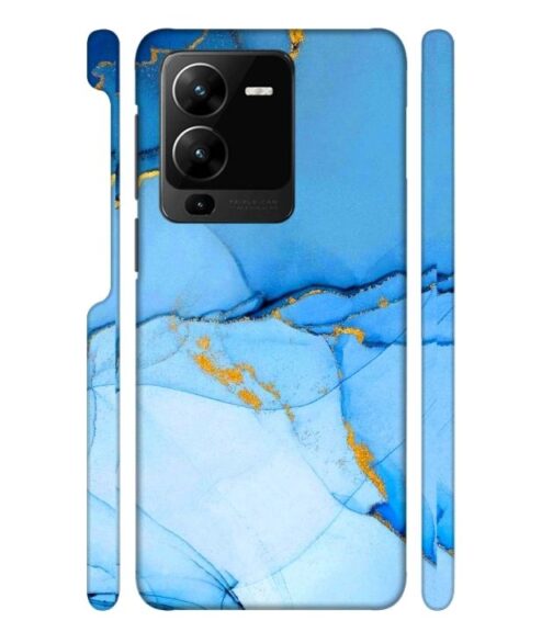 Ocean marvel texture with gold ink Vivo Y22 Mobile Cover