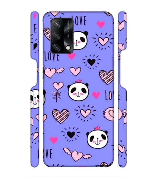 Love text with panda emoji Oppo F19 S Mobile Cover