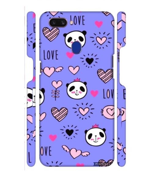 Love text with panda emoji Oppo F9 Pro Mobile Cover