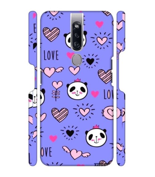 Love text with panda emoji Oppo F11 Mobile Cover