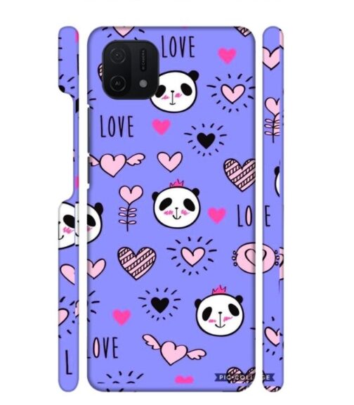 Love text with panda emoji Oppo A16 E Mobile Cover