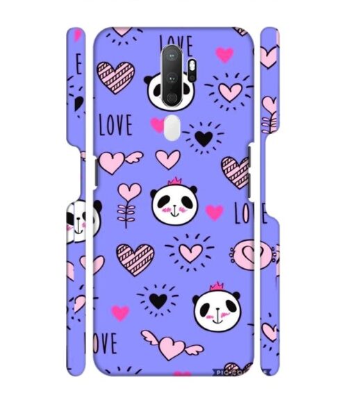 Love text with panda emoji Oppo A9 (2020) Mobile Cover
