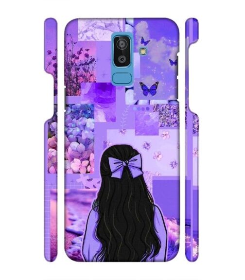 Girl with neon background Samsung Galaxy J8 Mobile Cover