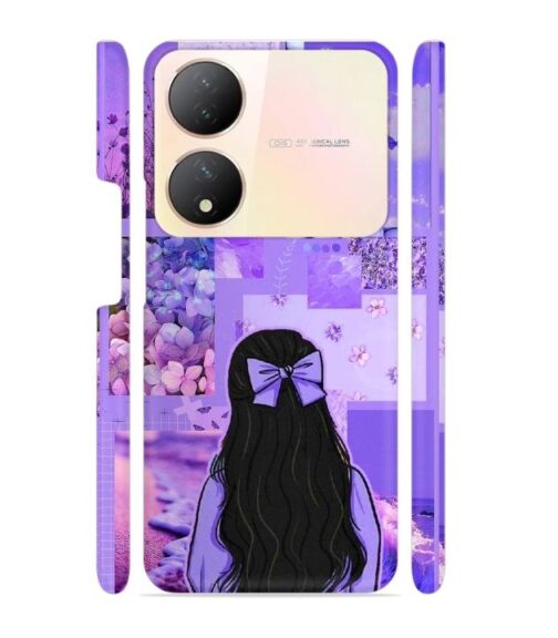 Girl with neon background Vivo Y100 (5G) Mobile Cover