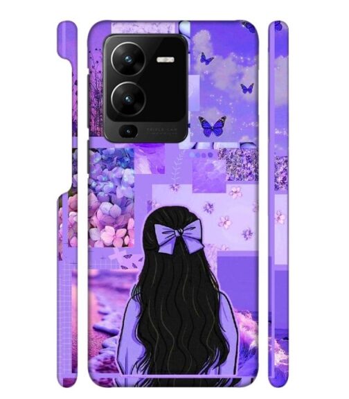 Girl with neon background Vivo Y22 Mobile Cover