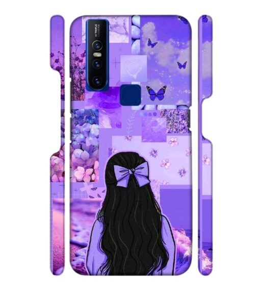 Girl with neon background Vivo V15 Mobile Cover