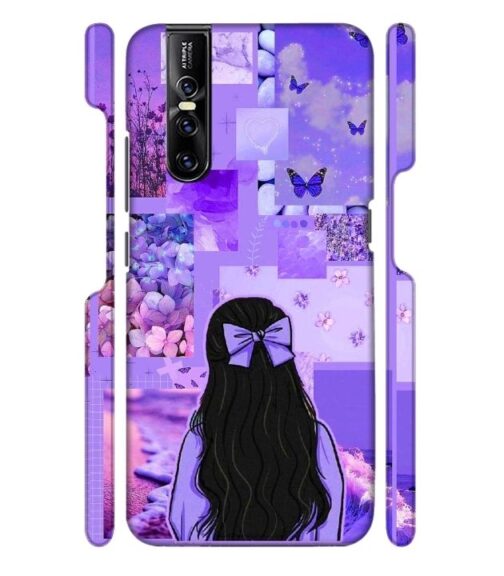 Girl with neon background Vivo V15 Pro Mobile Cover