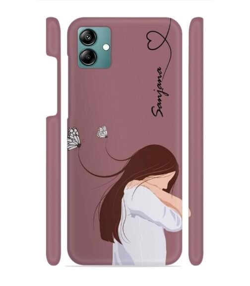 Customize Text with girl Samsung Galaxy F04 Mobile Cover