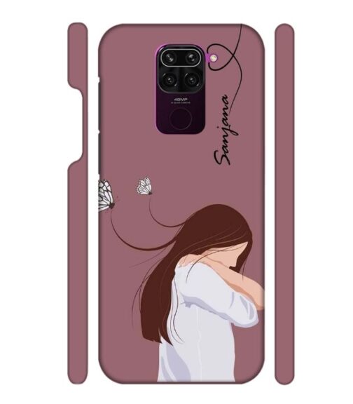 Customize Text with girl Redmi Note 9 Mobile Cover