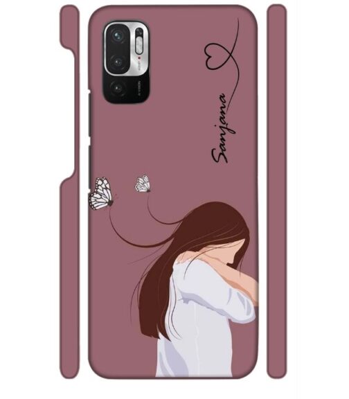 Customize Text with girl Redmi Note 10 T 5G Mobile Cover