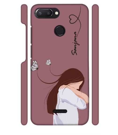Customize Text with girl Redmi 6 Mobile Cover