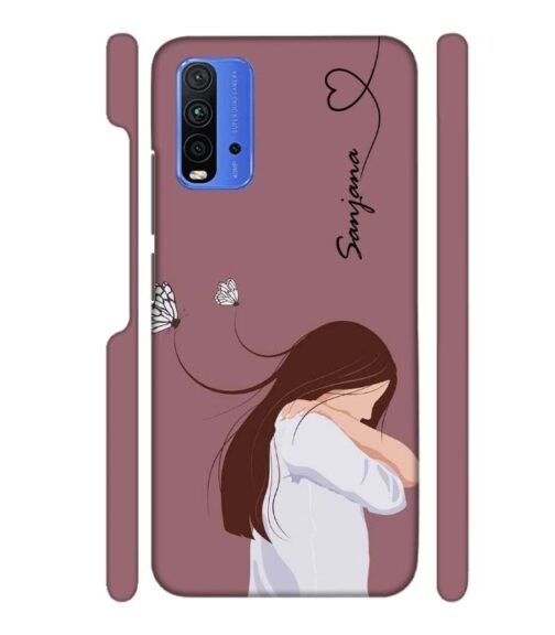 Customize Text with girl Redmi 9 Power Mobile Cover