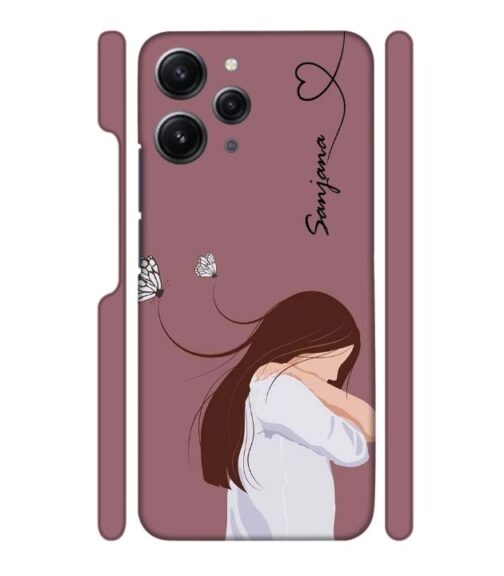 Customize Text with girl Redmi 12 (5G) Mobile Cover