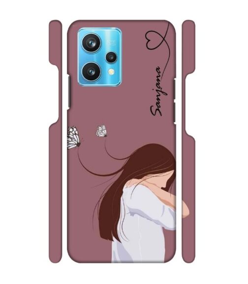 Customize Text with girl Realme 9 Pro Plus Mobile Cover