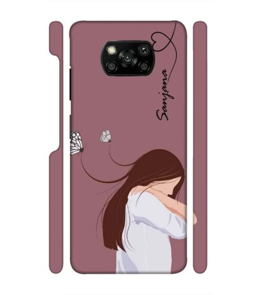 Customize Text with girl Poco X3 Mobile Cover