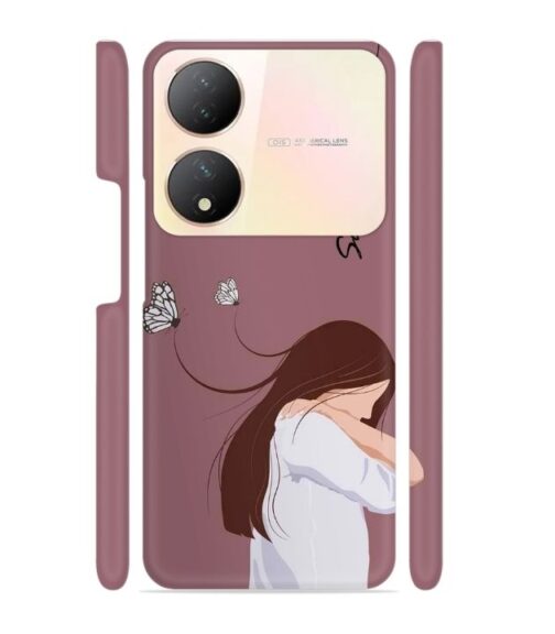 Customize Text with girl Vivo Y100 (5G) Mobile Cover