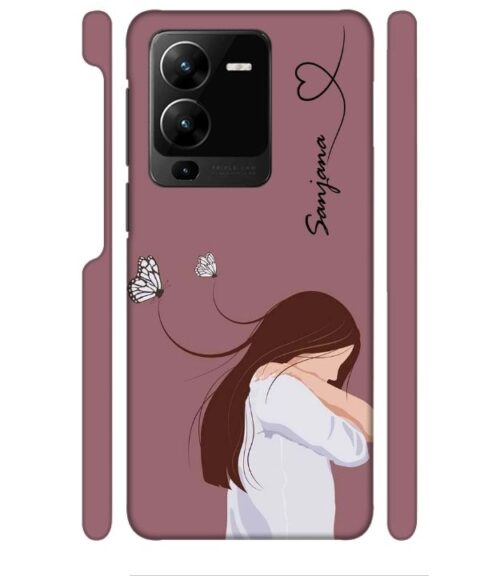 Customize Text with girl Vivo Y22 Mobile Cover